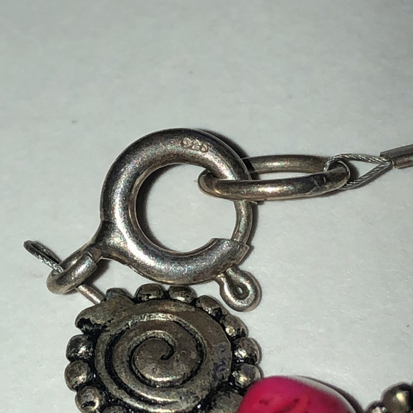 925 Sterling Silver Multicolor Semi Precious Stone Beaded Boho Ankle Bracelet - Picture 5 of 5